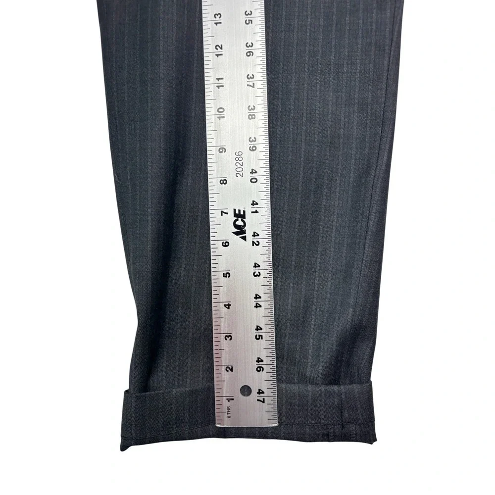 Ermenegildo Zegna 52 42S 36x28 Gray Stripe 2pc Pant Suit Italy Mila Fit Wool